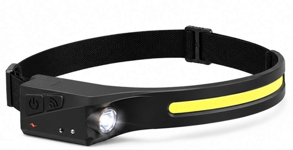 Lanterna de Cap LED cu acumulator Intern senzor de miscare banda COB + LED XPE 350 Lumeni